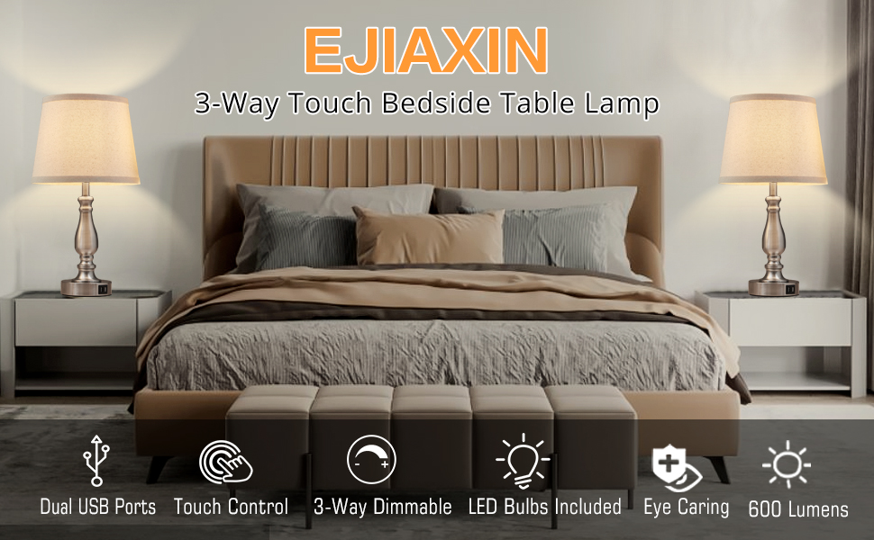 Dimmable touch control bedside table lamp