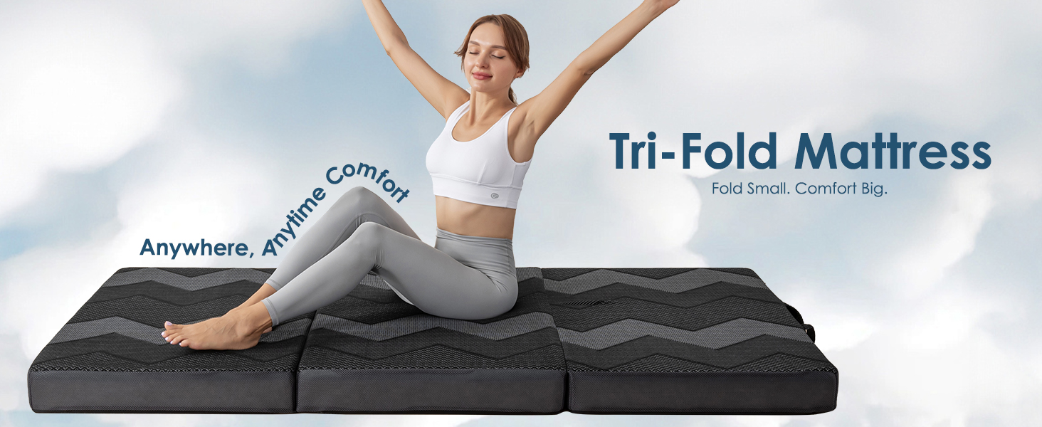 Ingeroom tri-fold mattress folding foldable memory foam mattress