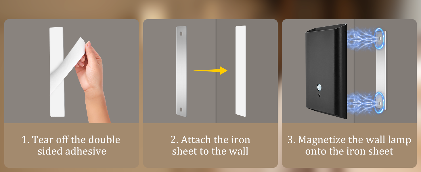 Adhesive Install rechargeable wall lights