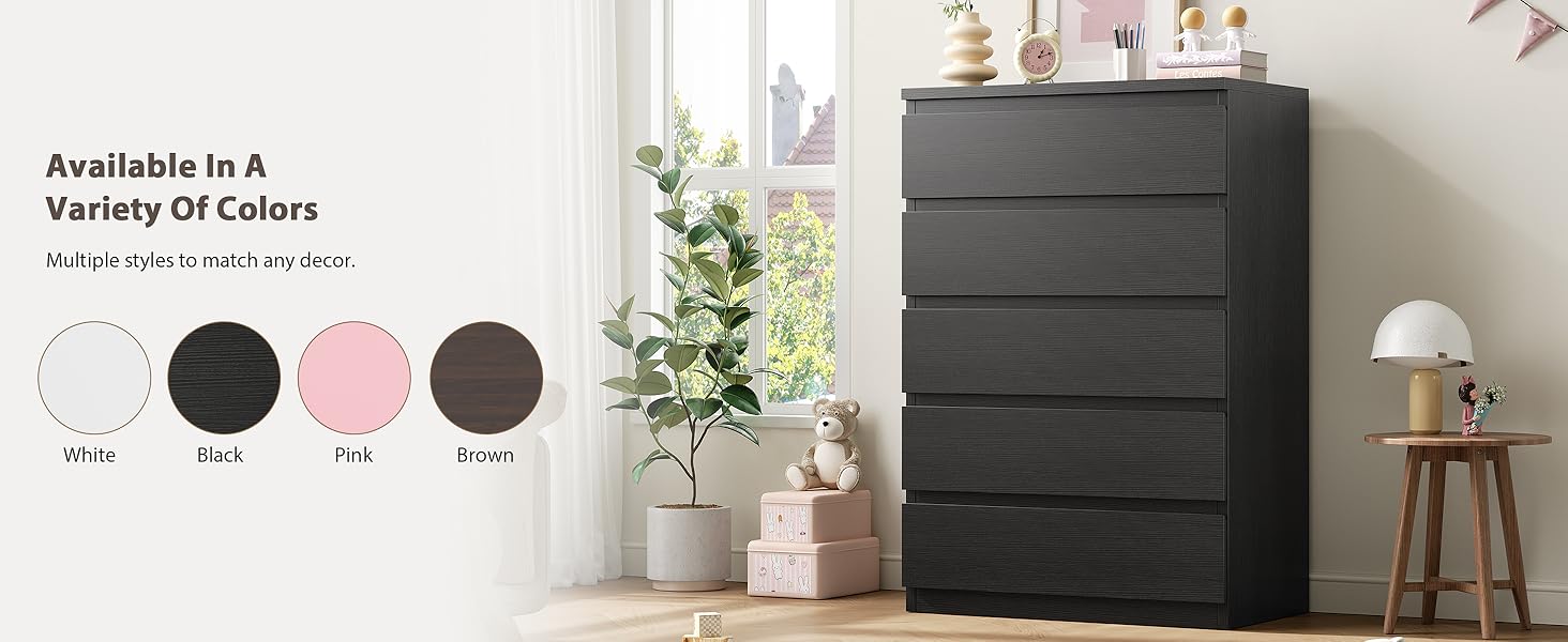 Black 5 Drawer Dresser