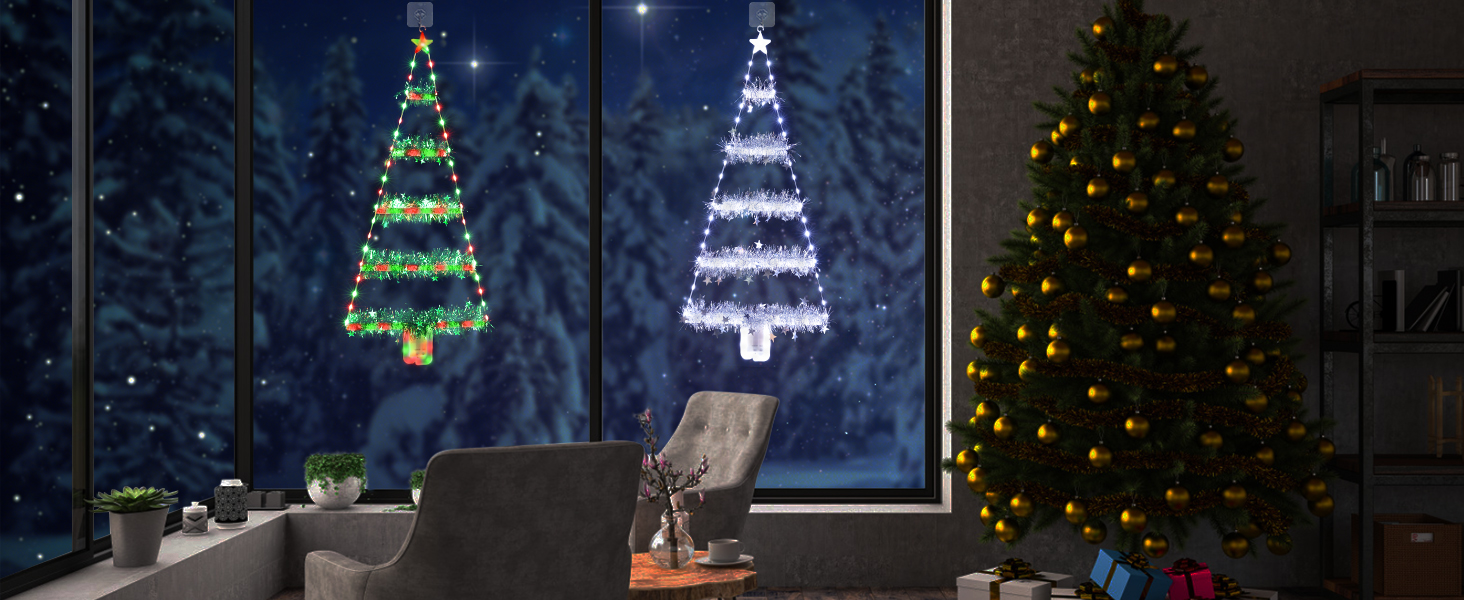 LED Christmas Tree Lights, 24 Inch Hanging Christmas Lights with 8 Modes