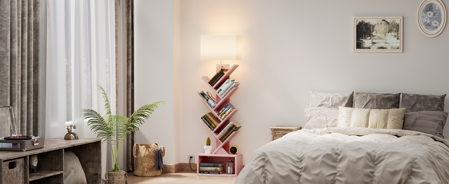 pink bookshelf for bedroom