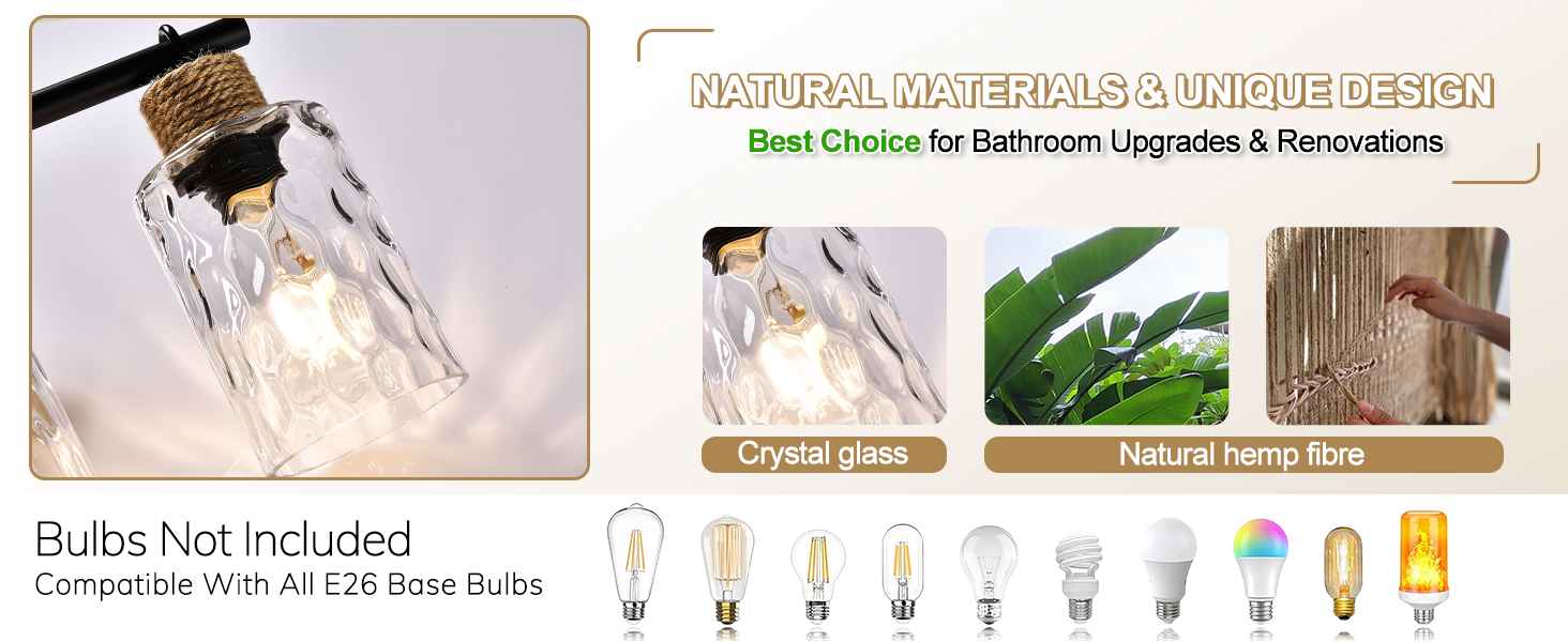 Bathroom Light Fixtures with Crystal Glass Shade