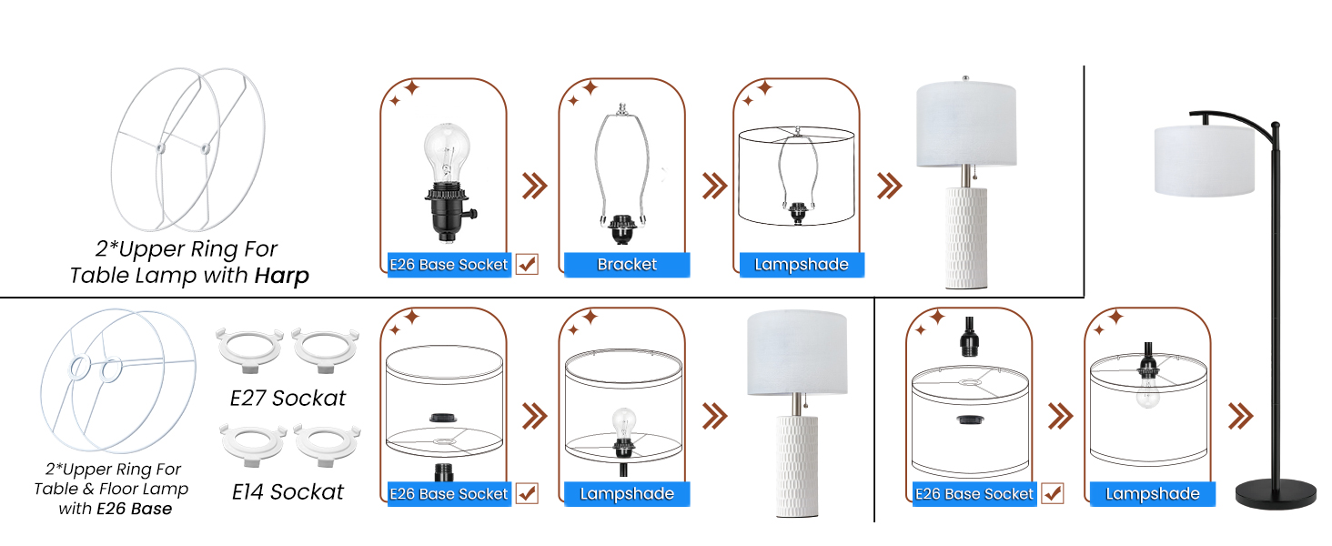 2 sets of lamp shade for table floor lamp bedside lamp shade