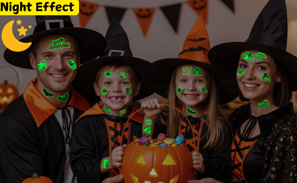 Luminous halloween temporary tattoos