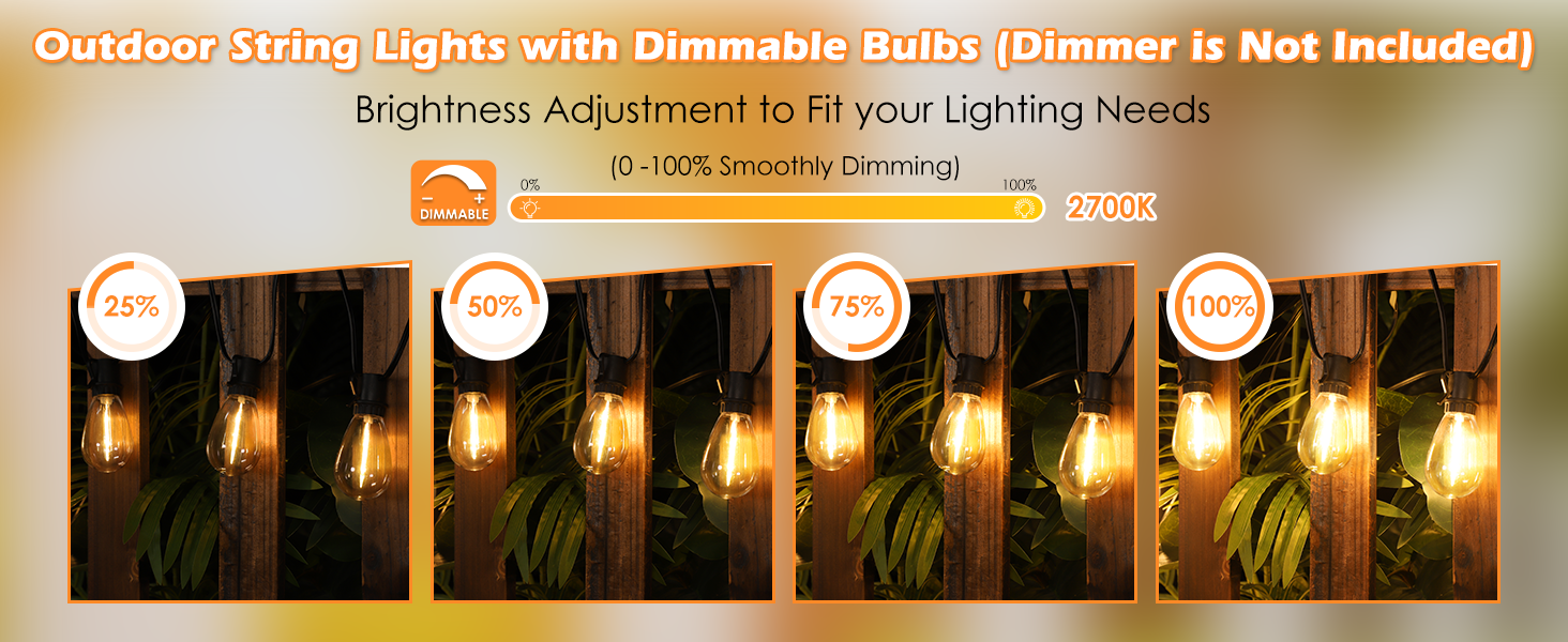 dimmable outdoor string lights 96feet