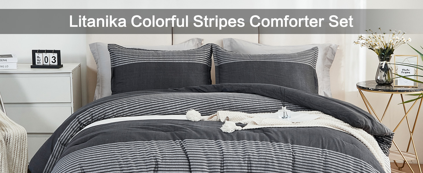 stripe comforter set