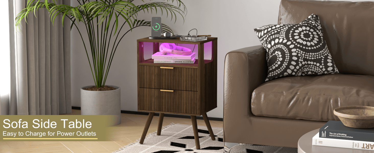 三层镂空竖纹床头柜 A+3胡桃木