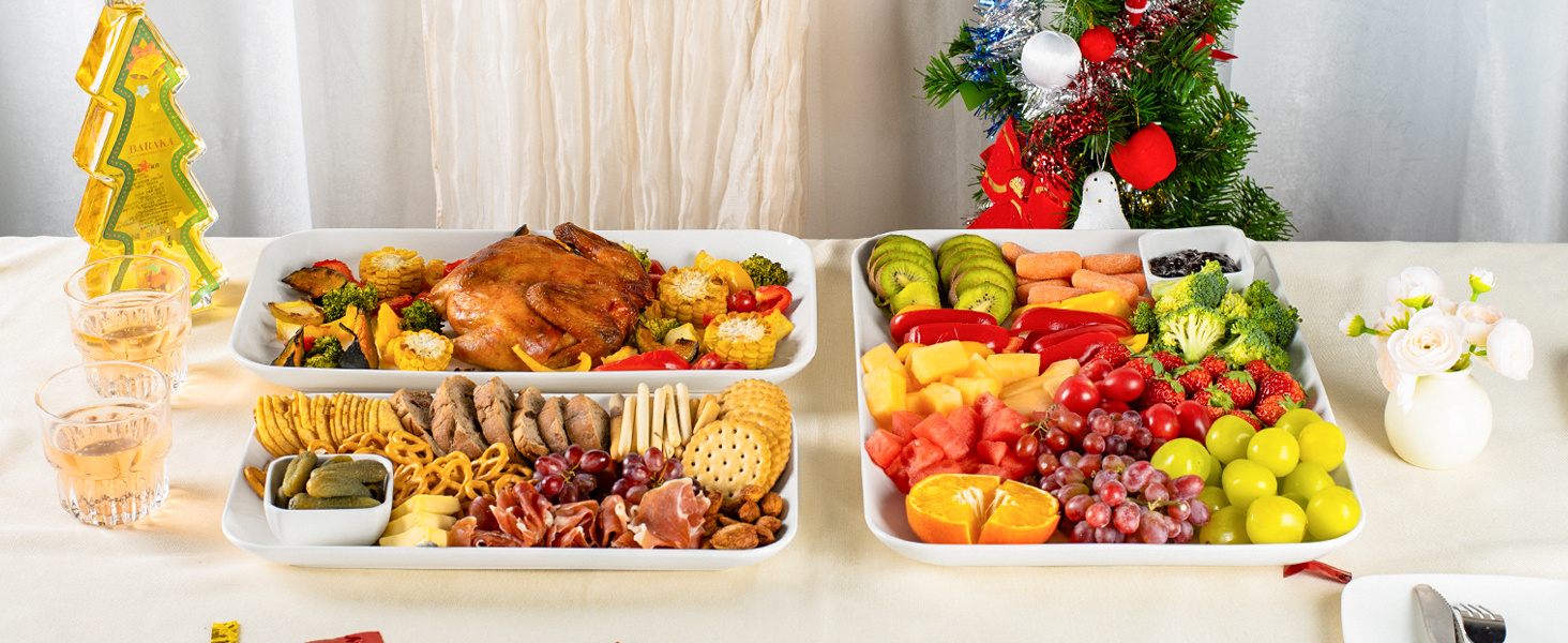 white serving platters