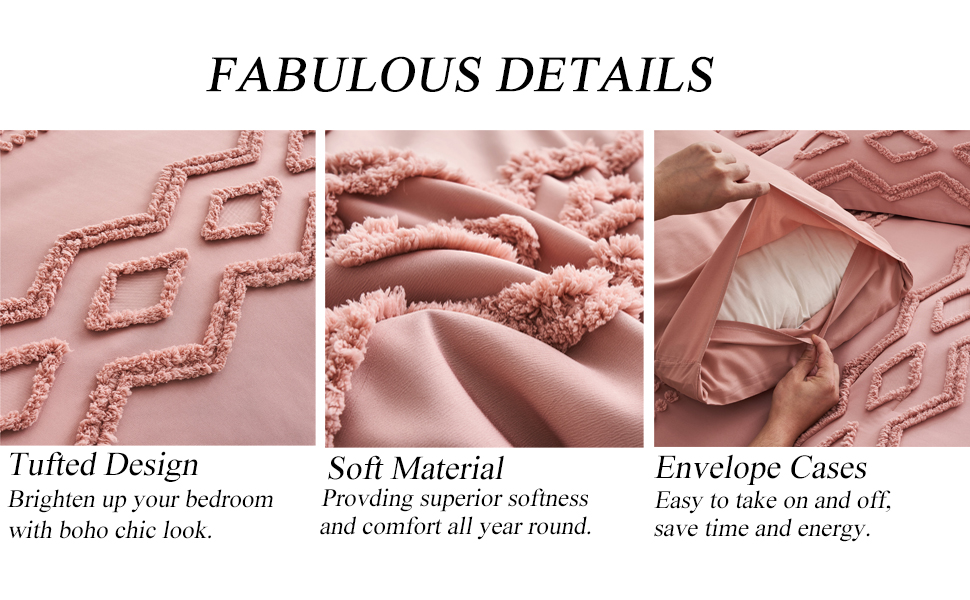 Soft Comfortable Pink Tufted Bedding Comforter Sets