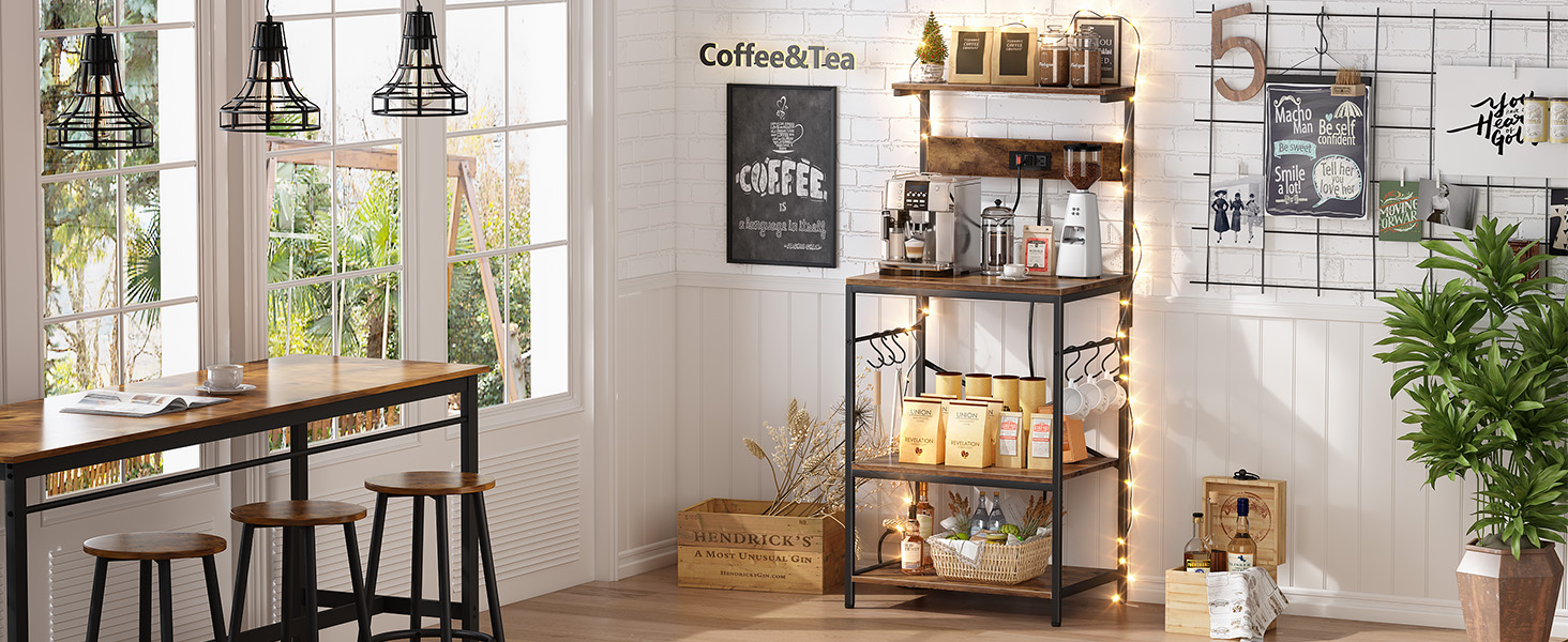 bakers rack with power outlet