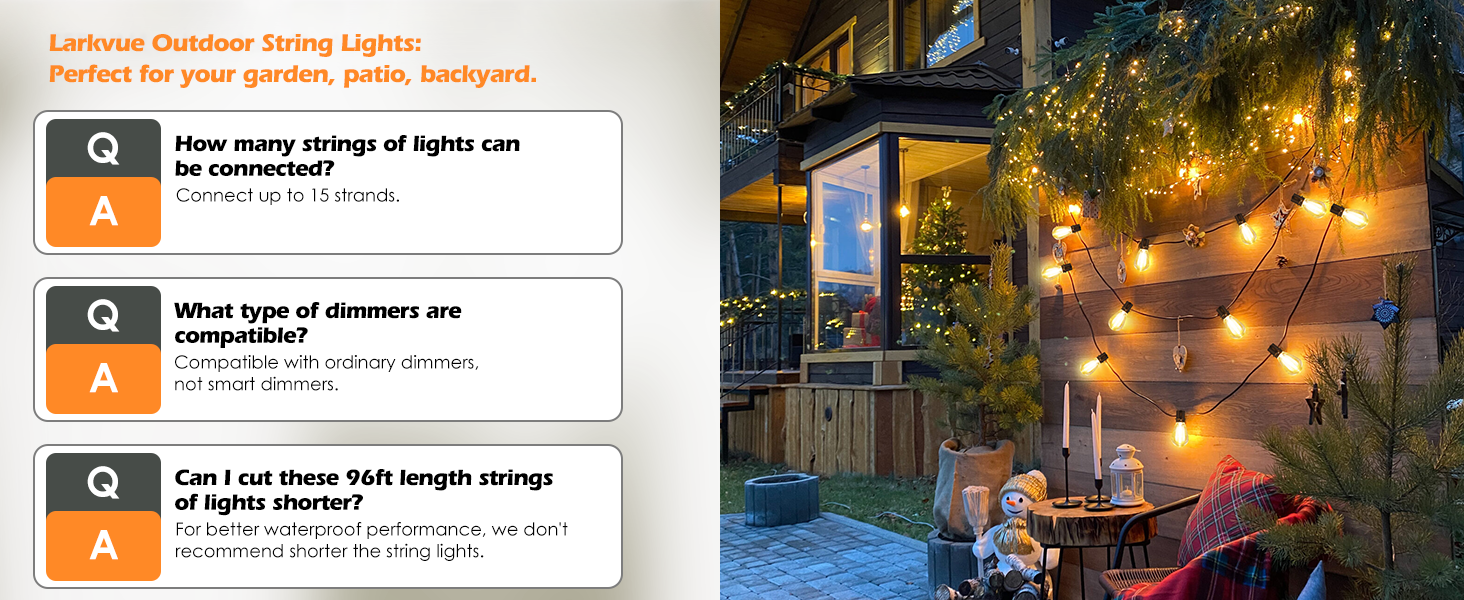 QA about outdoor string lights 96feet