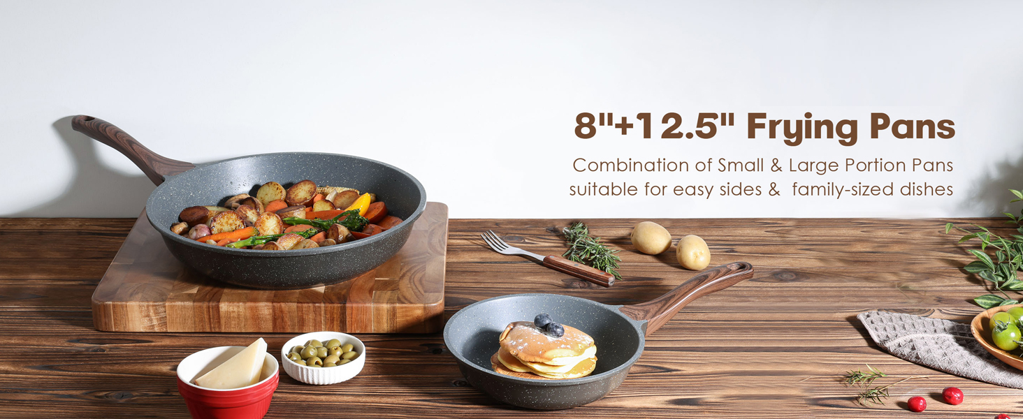 8 and 12.5 inch frying pans