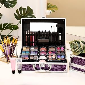 Beauty Train Case with Complete Makeup Kit for Daily Makeup