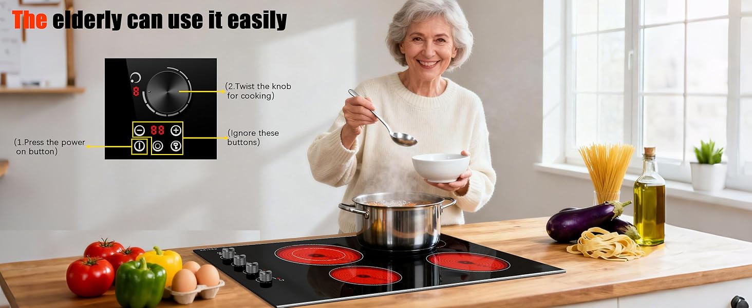 knob control electric cooktop