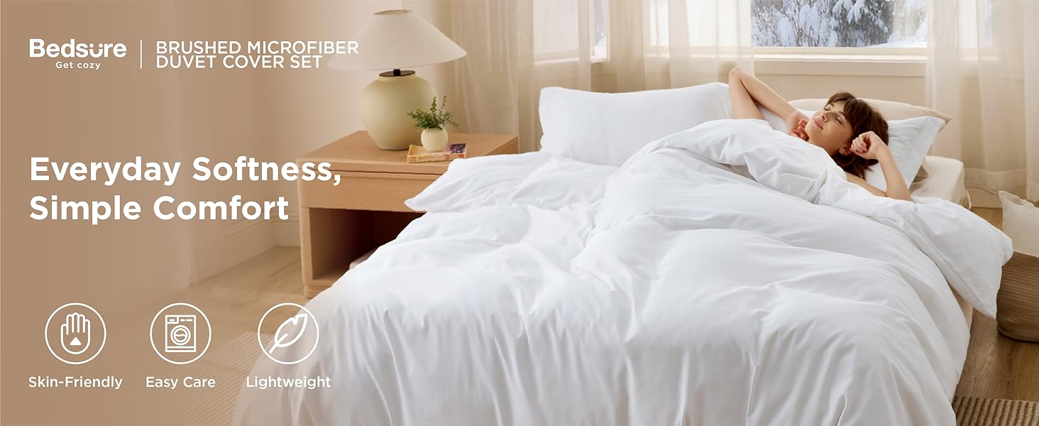 Bedsure Duvet Cover Soft Double Brushed Bedding Set for Kids Adults Zipper Closure NO Comforter