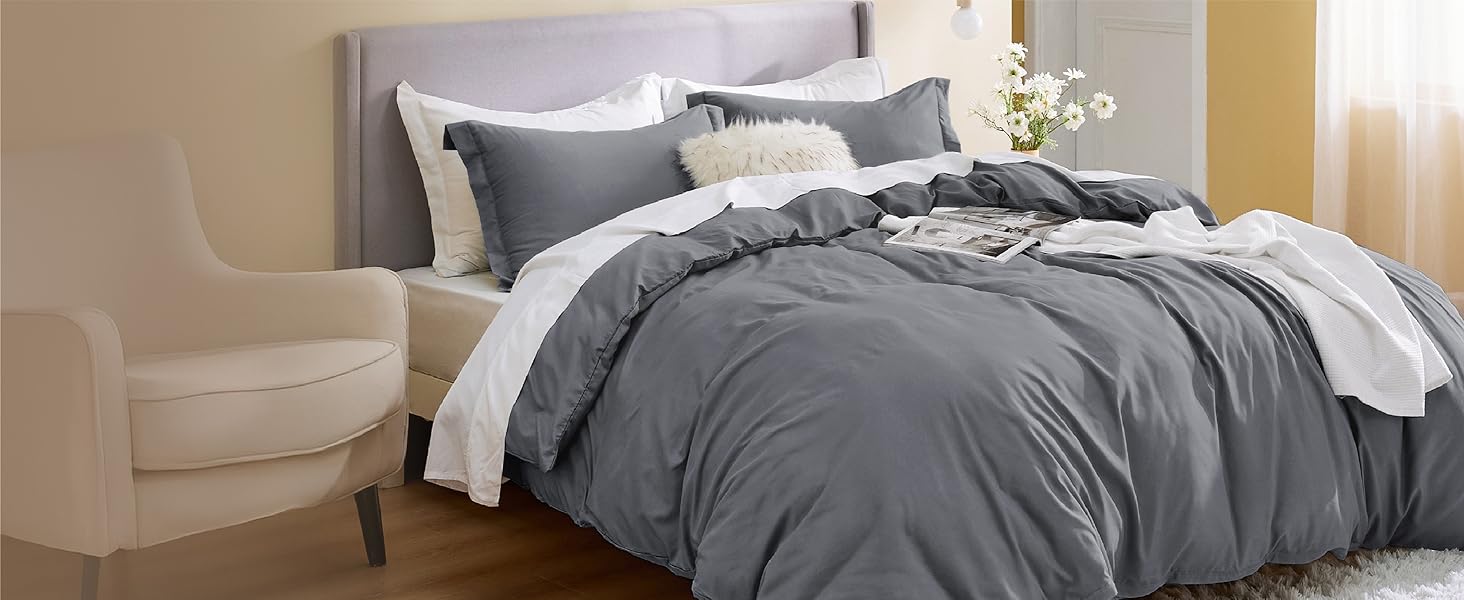 Bedsure Duvet Cover Soft Double Brushed Bedding Set for Kids Adults Zipper Closure NO Comforter