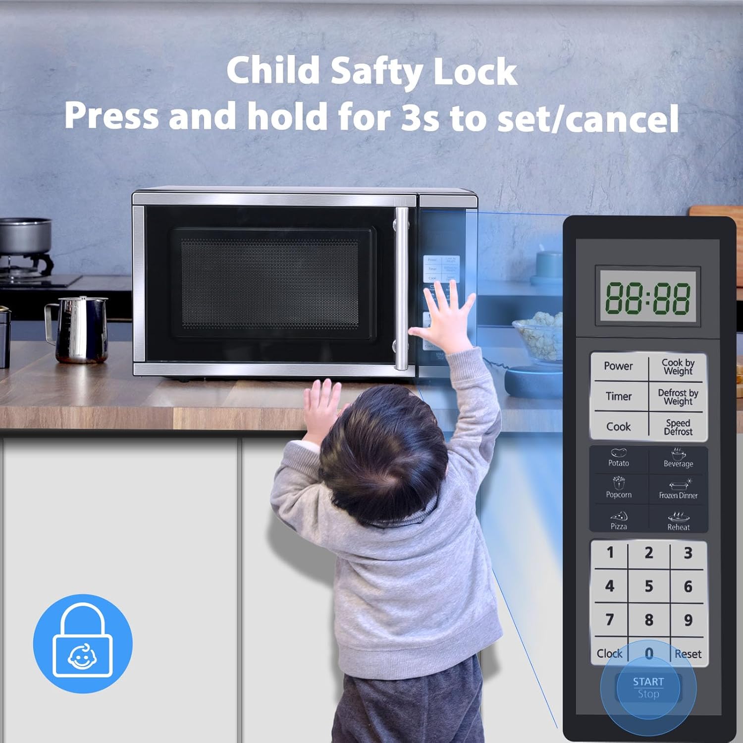 Small Microwave Countertop 0.7 Cu.Ft Compact Microwaves 700W, 6 Auto Menus with One-Touch Express Cook, Child Lock, for Apartment Dorms Small Spaces - Image 6