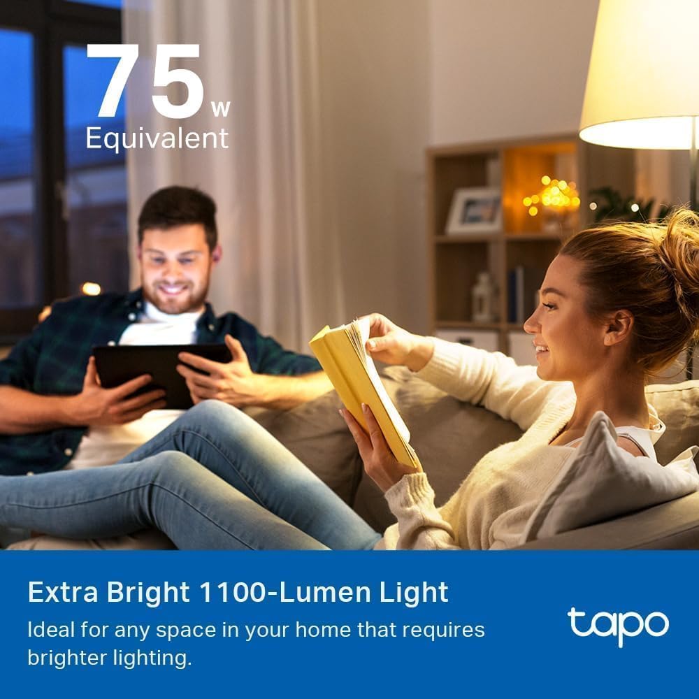 Tapo TP-Link Smart Light Bulbs, 1100 Lumens High Brightness (75W Equivalent), Matter-Certified, 16M Colors WiFi Light Bulb, Dimmable, Works w/Siri, Alexa & Google Home, A19 E26, L535E(4-Pack) - Image 3