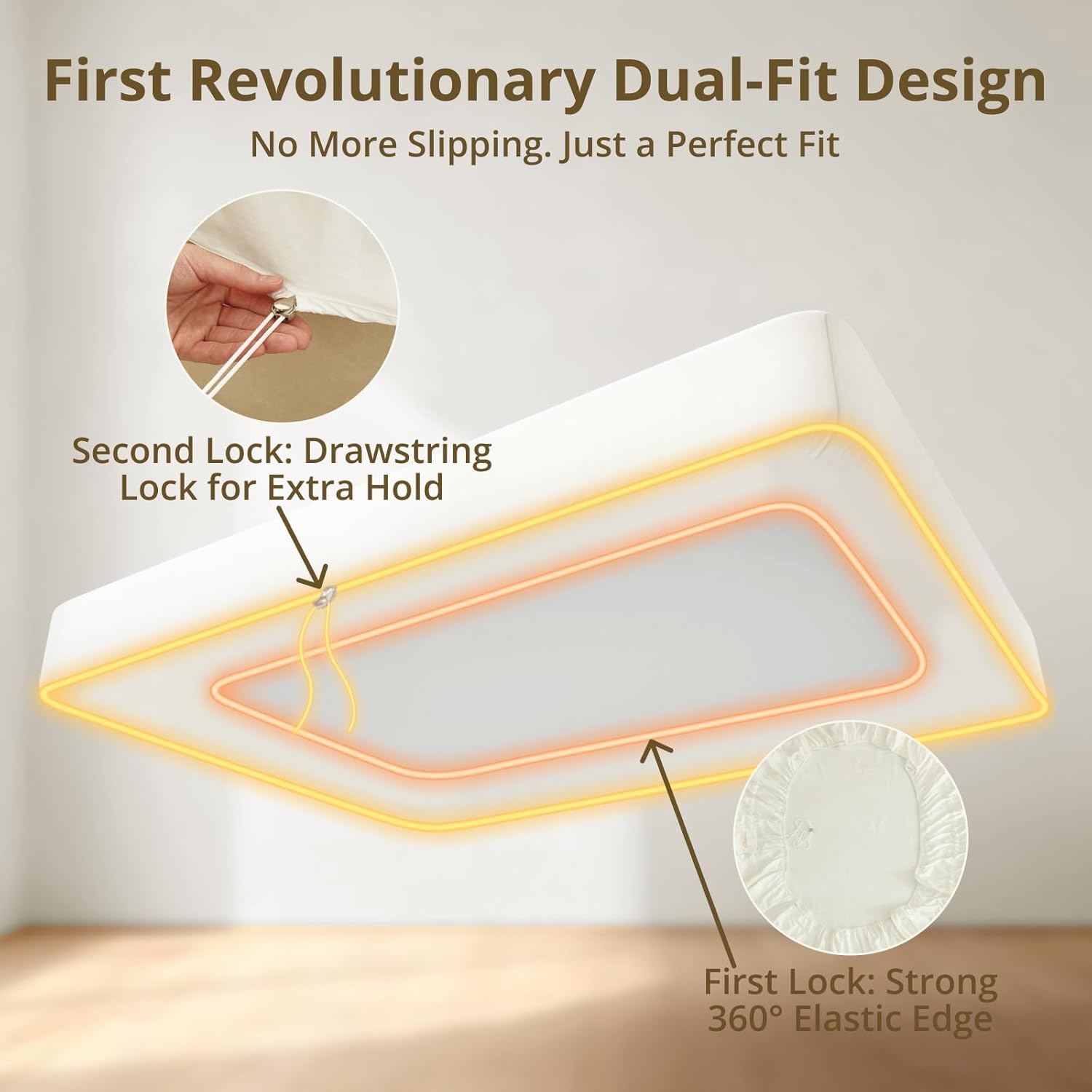 100% Egyptian Long-Staple Cotton Queen Bed Sheet Set with Drawstring and 360°Elastic for Tight Fit, 4PCS 1000TC Bedding Sheets Set, Luxury Soft and Comfort, Deep Pocket Fits 8" to 17" Mattress - Image 2