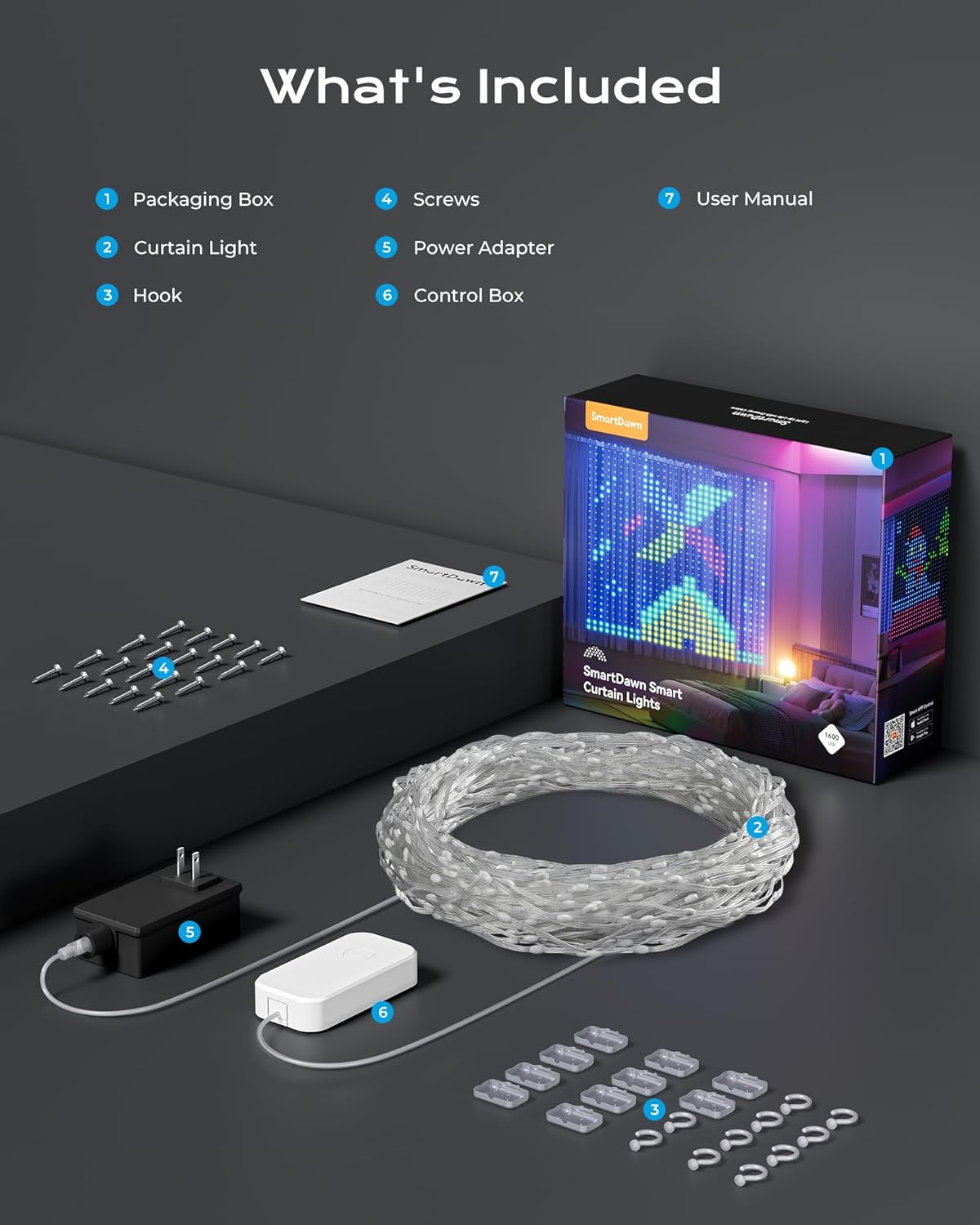 900 RGBIC LEDs Smart Curtain Lights with DIY GIF, 6.6x6.6ft Color Changing Christmas Wall Lights with APP, IP65 Waterproof String Fairy Lights for Indoor Outdoor Bedroom Window Garage - Image 8