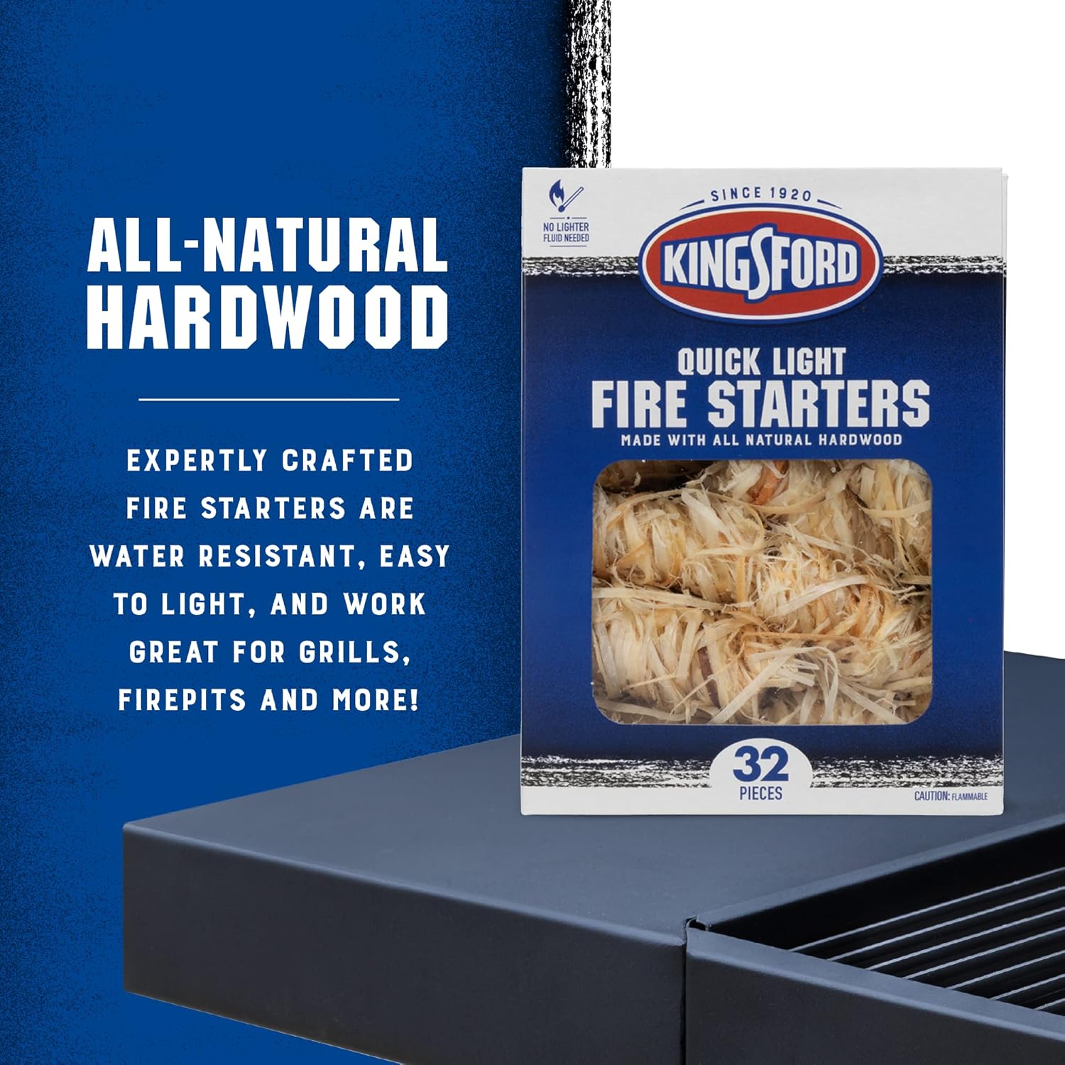Kingsford Quick Light Fire Starters | Wooden Fire Starters Made with All Natural Hardwood for Grilling, Campfires, & Outdoor Fireplaces | 32 Count Fire Starter Rolls - 24 Pack - Image 3