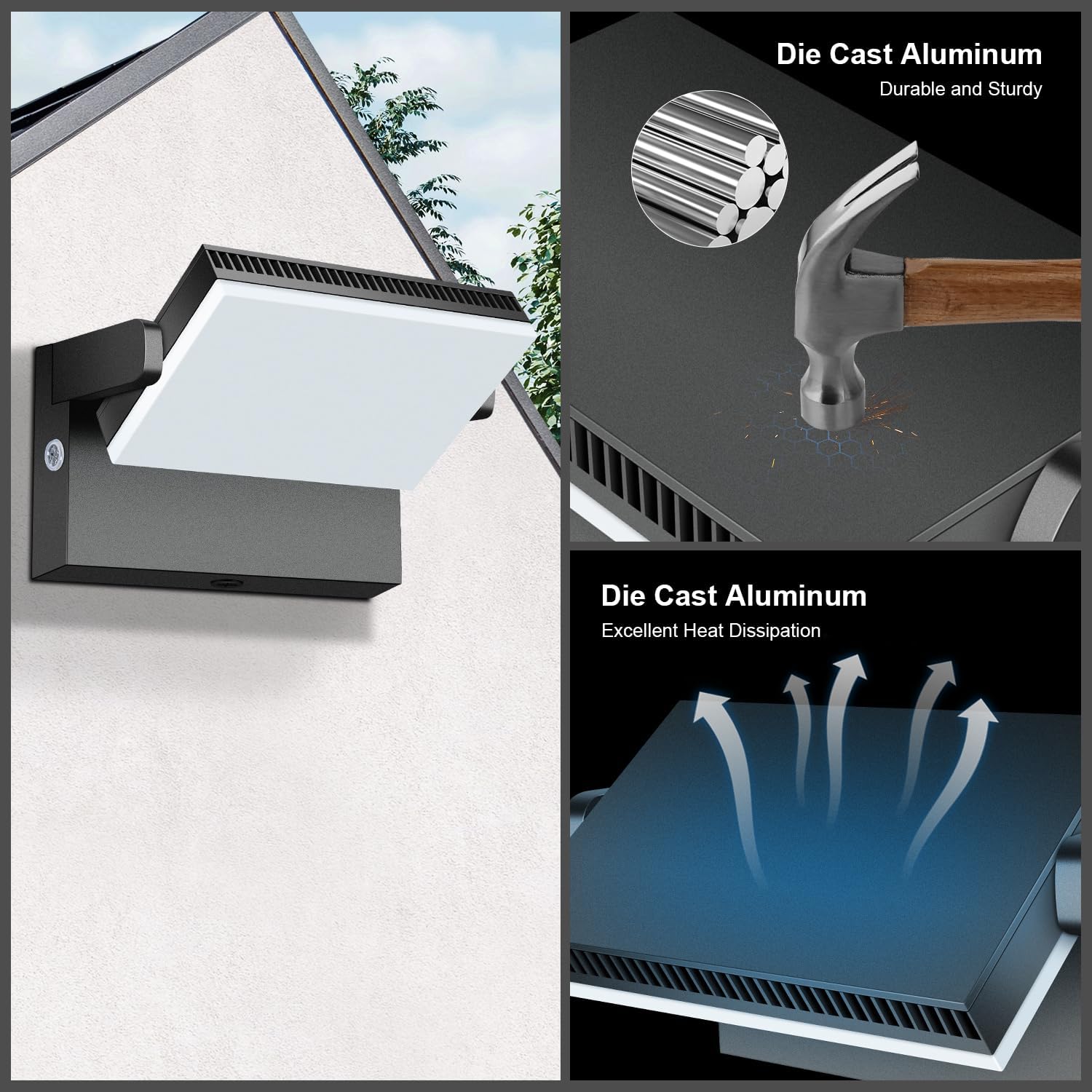 Modern Sleek Flood Lights Outdoor, 120W 5000K Dusk-to-Dawn Photocell with 360° Rotation, 14200LM IP65 Waterproof LED Security Wall Pack for Building,Yard,Driveway (4 Pack) - Image 6