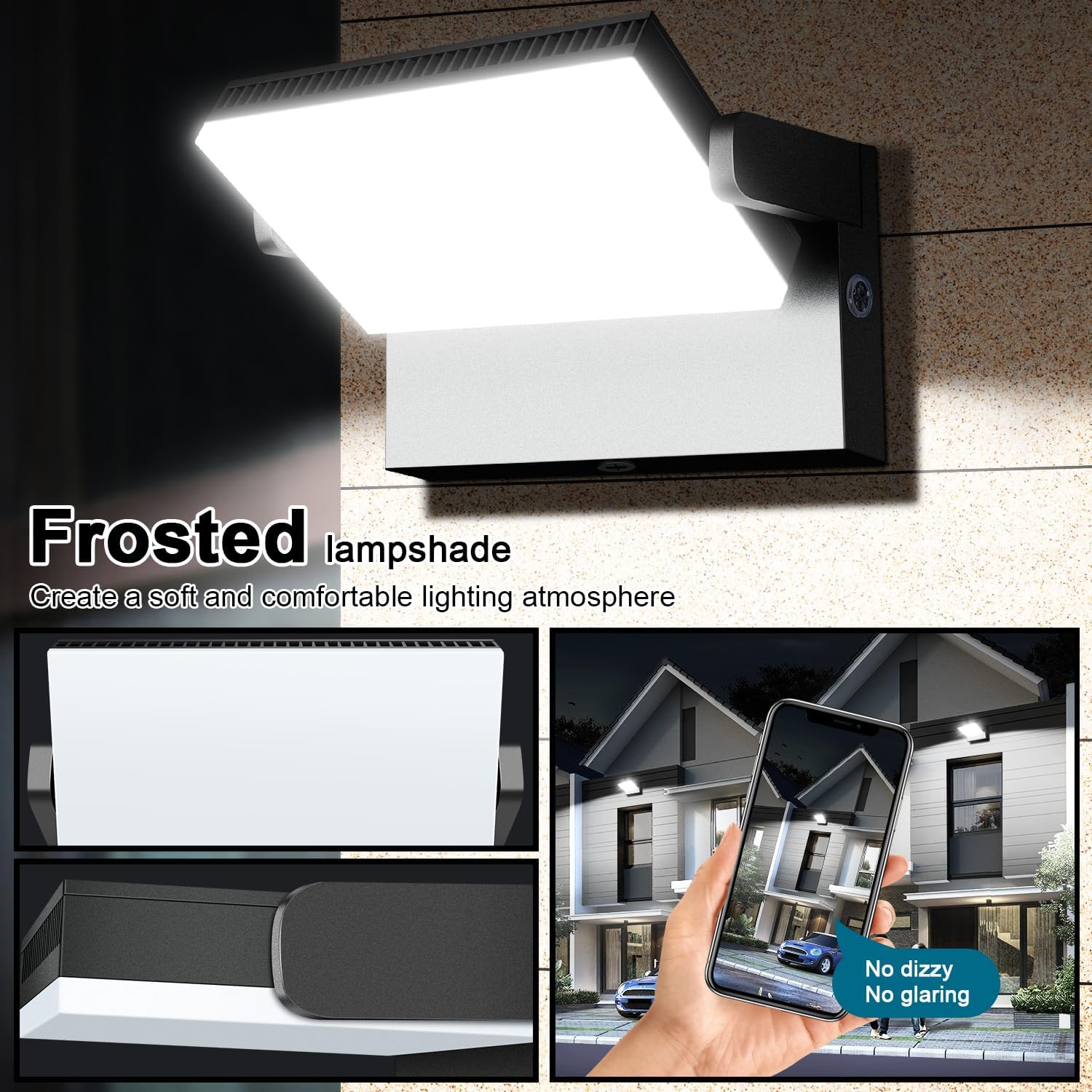 Modern Sleek Flood Lights Outdoor, 120W 5000K Dusk-to-Dawn Photocell with 360° Rotation, 14200LM IP65 Waterproof LED Security Wall Pack for Building,Yard,Driveway (4 Pack) - Image 7