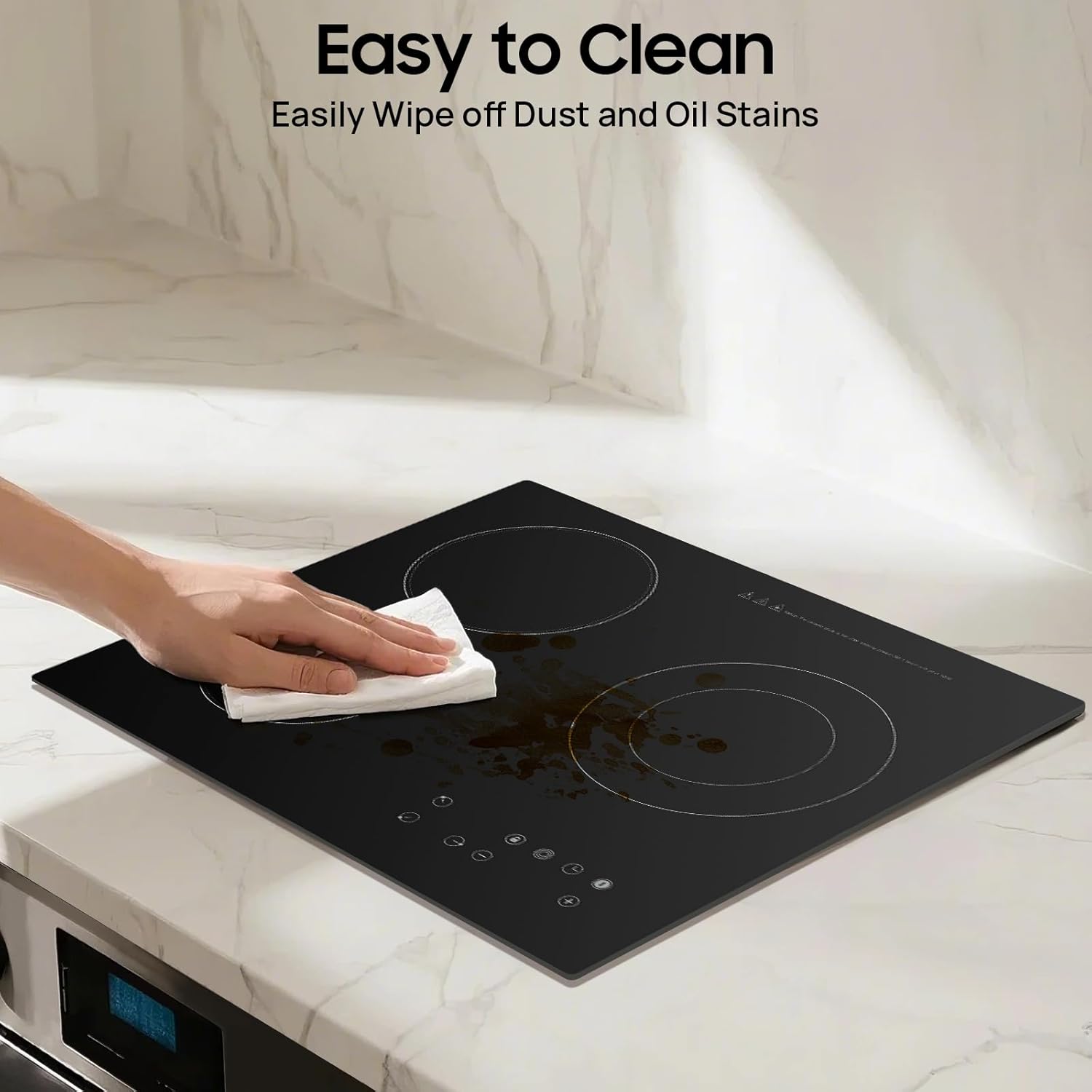 3-Burner Electric Cooktop Ceramic Cooktop, 2600W Electric Ceramic Stove Top Countertop & Built-in Elec-tric Stove Top with Timer, Child Safety Lock, Sensor Touch-Control, 9 Heating Levels - Image 7