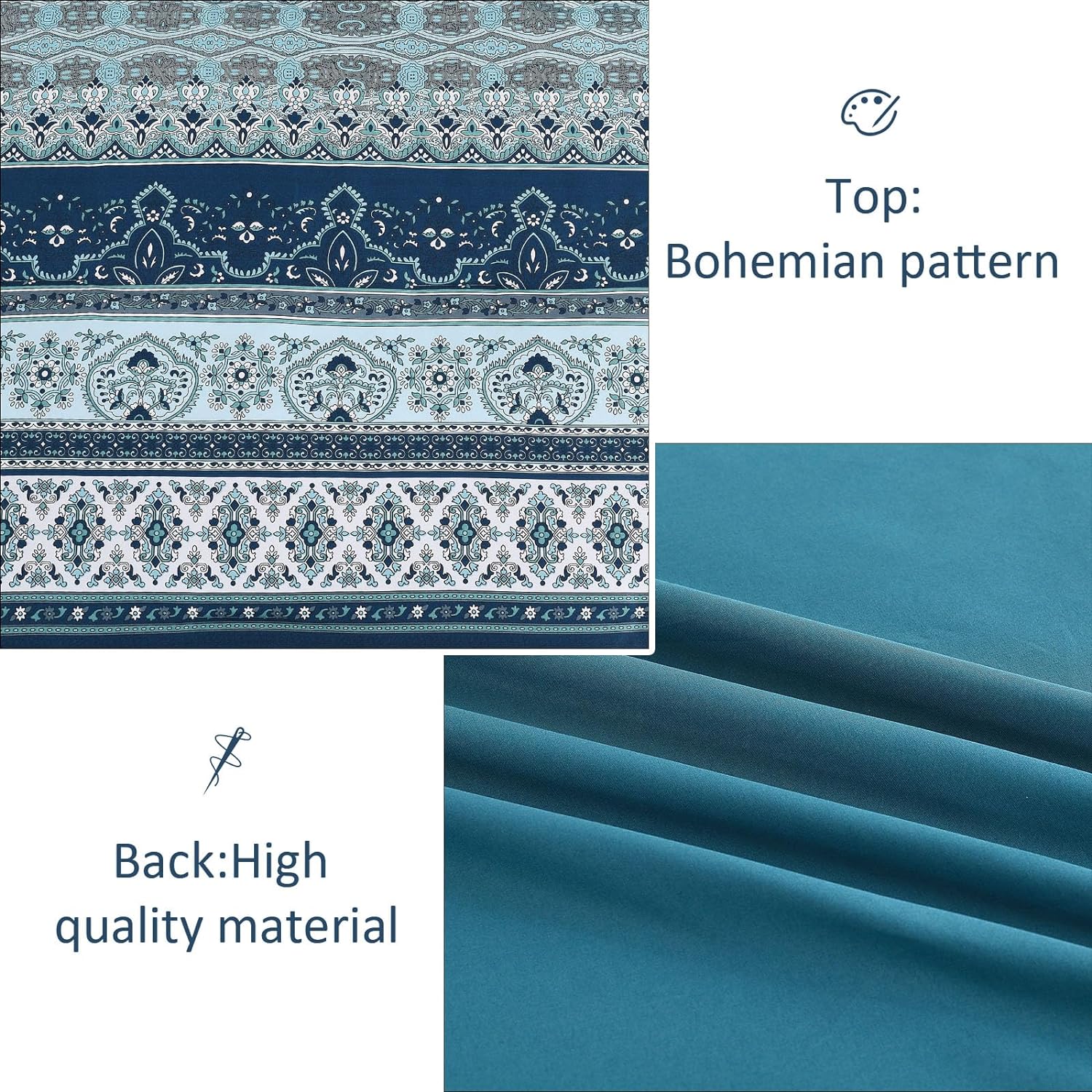 Cottolester Boho Comforter Set King Size 8 Pieces, Teal Blue Comforter Bohemian Striped Bed in A Bag, Soft Microfiber Bedding Set for All Seasons - Image 5