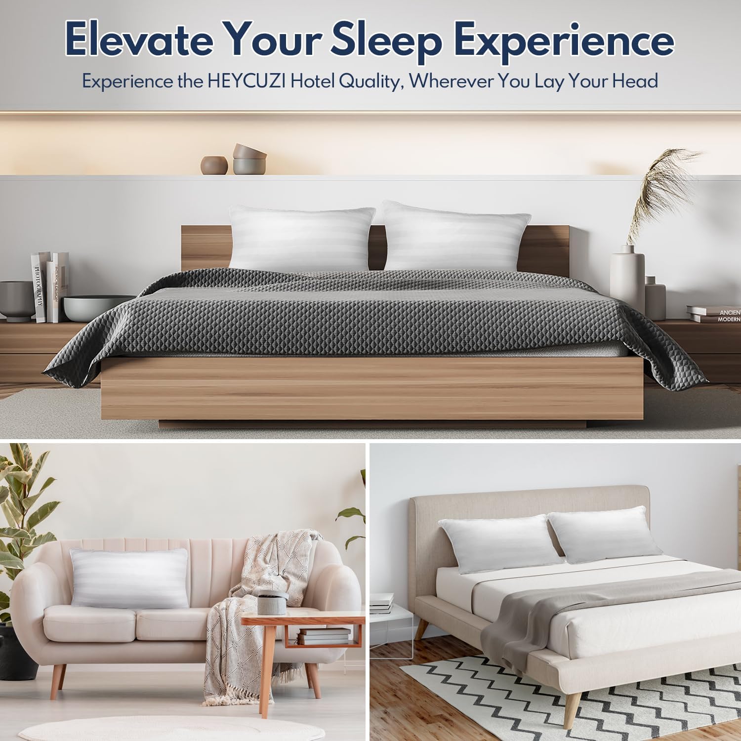 DIORIS Pillows Queen Size Set of 2 - Luxury Hotel Collection Bed Pillows for Sleeping, Supportive Fluffy Down Alternative Microfiber Filled for Back, Stomach Sleepers, Breathable & Skin-Friendly - Image 7