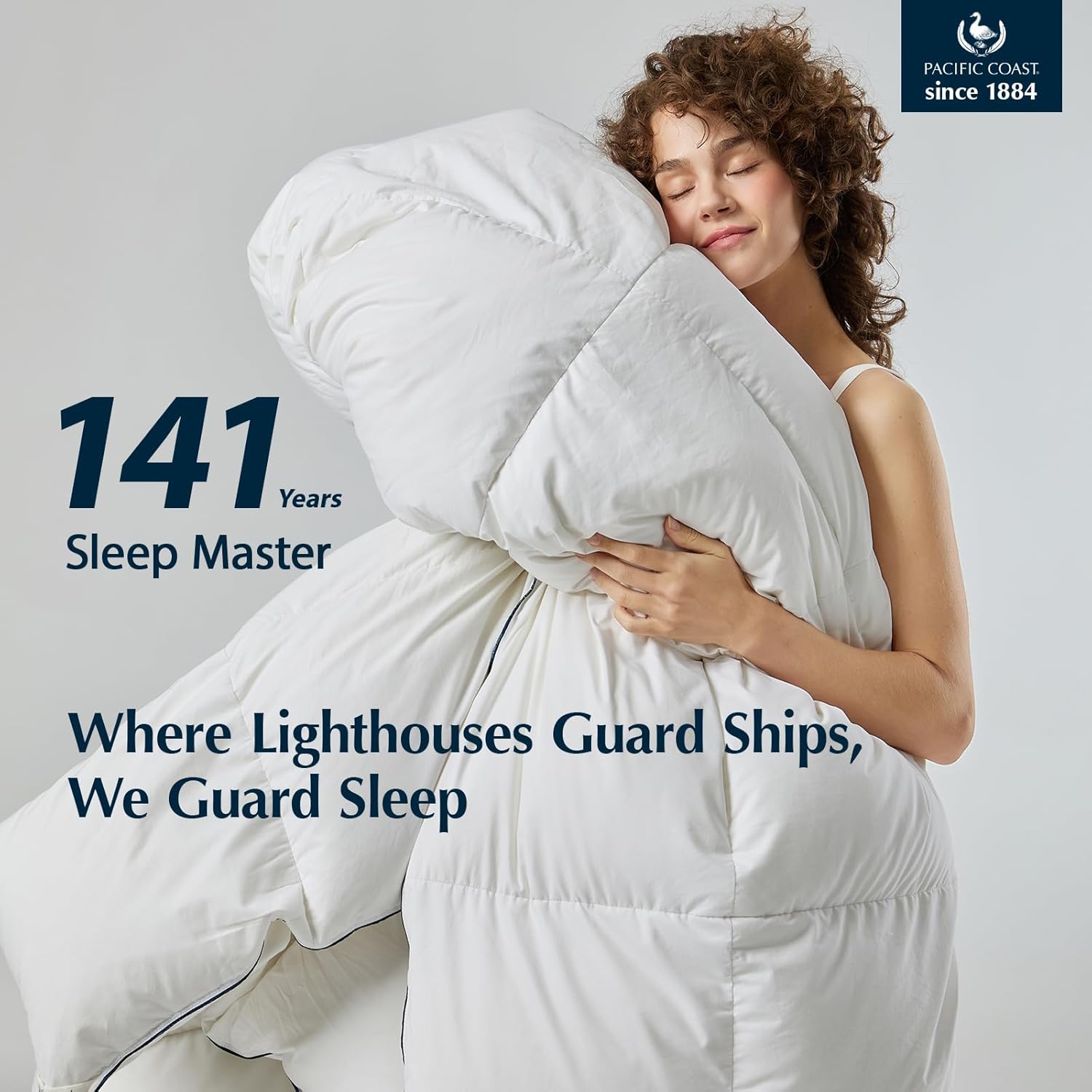 Pacific Coast Goose Feather Down Fiber Comforters Queen Size, Extra Fluffy White Duvet Insert, Ultra-Soft, Breathable, All Season Hotel Luxury Bedding Comforters, 8 Corner & Center Loops (90"x90") - Image 2