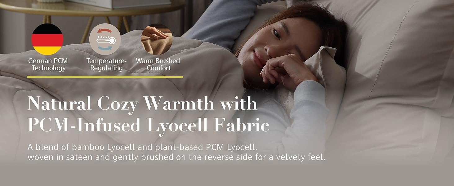 Natural Cozy Warmth with PCM-Infused bamboo Lyocell plant-based PCM