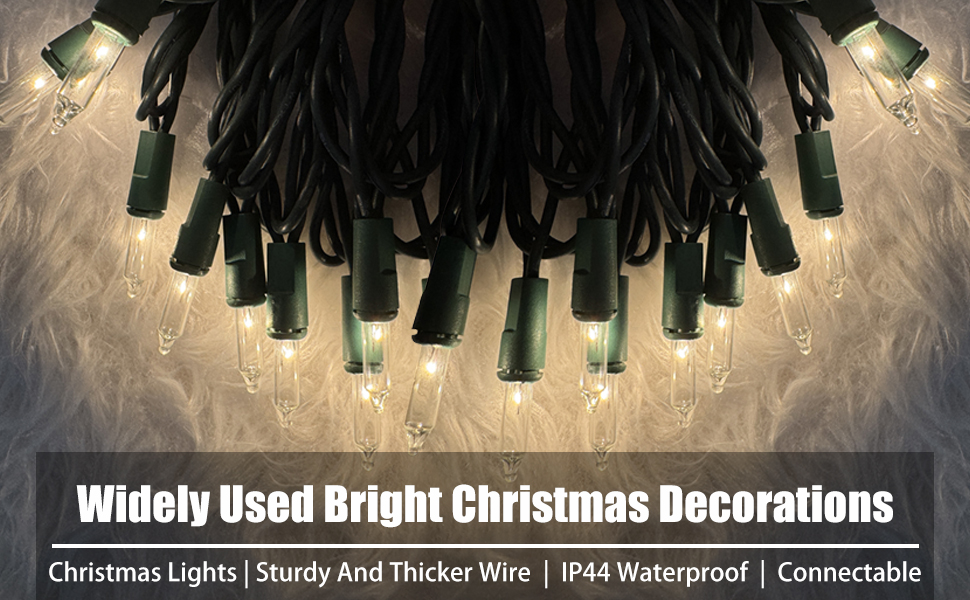 clear christmas lights green wire