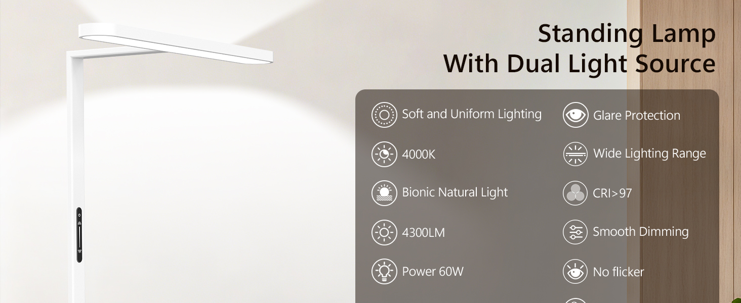 OR-V088X-C-W standing lamp with dual light source indoor,three-dimensional lighting.