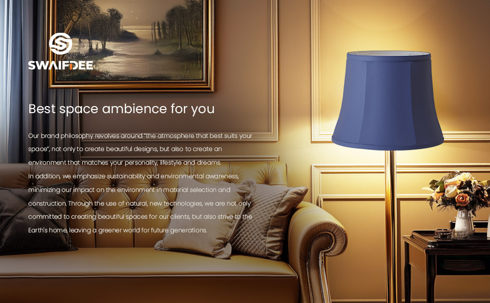 LLA-S2380-SW SWAIFDEE Drum Lamp Shade Set of 2, Gray-Blue Fabric Lampshades