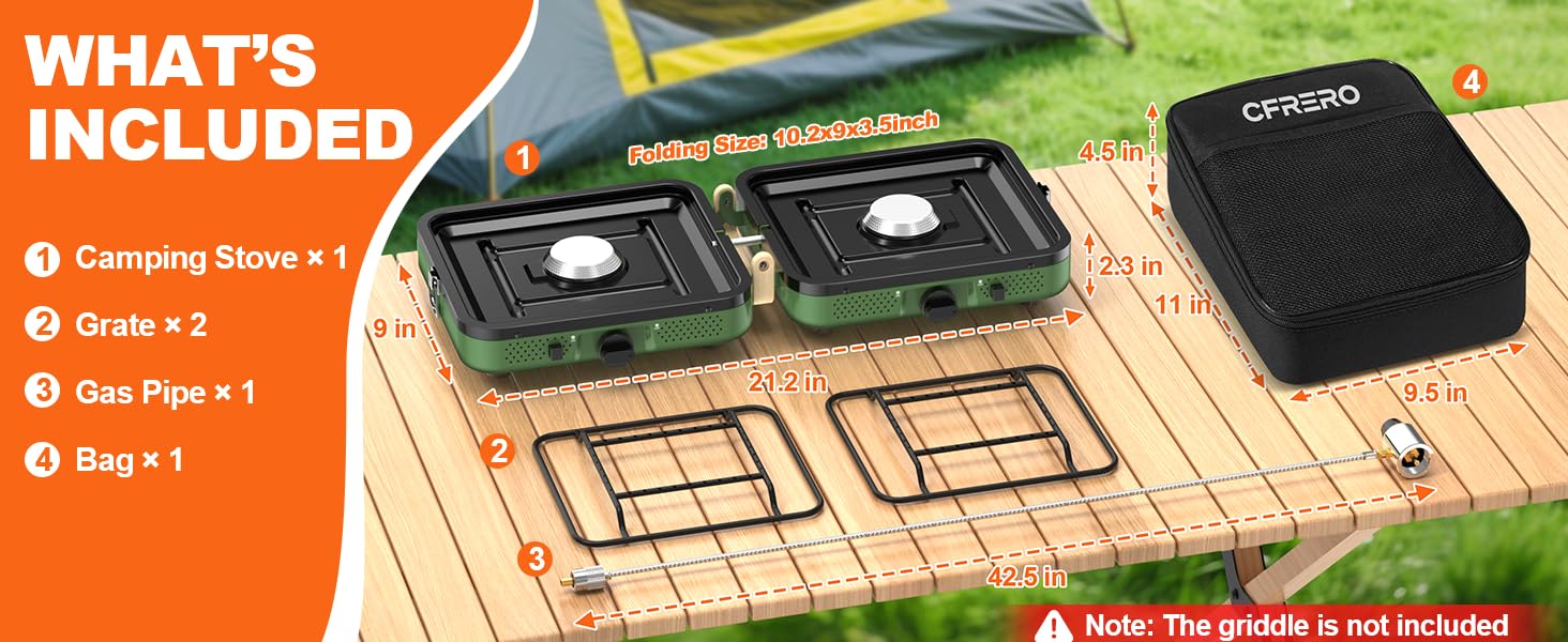 CFRERO Foldable Camping Stove with 2 Burners