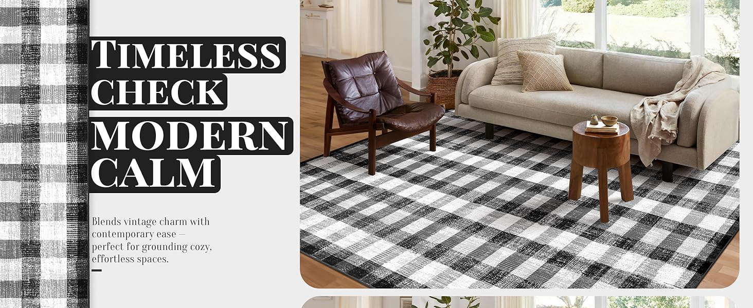 Black checkered rug
