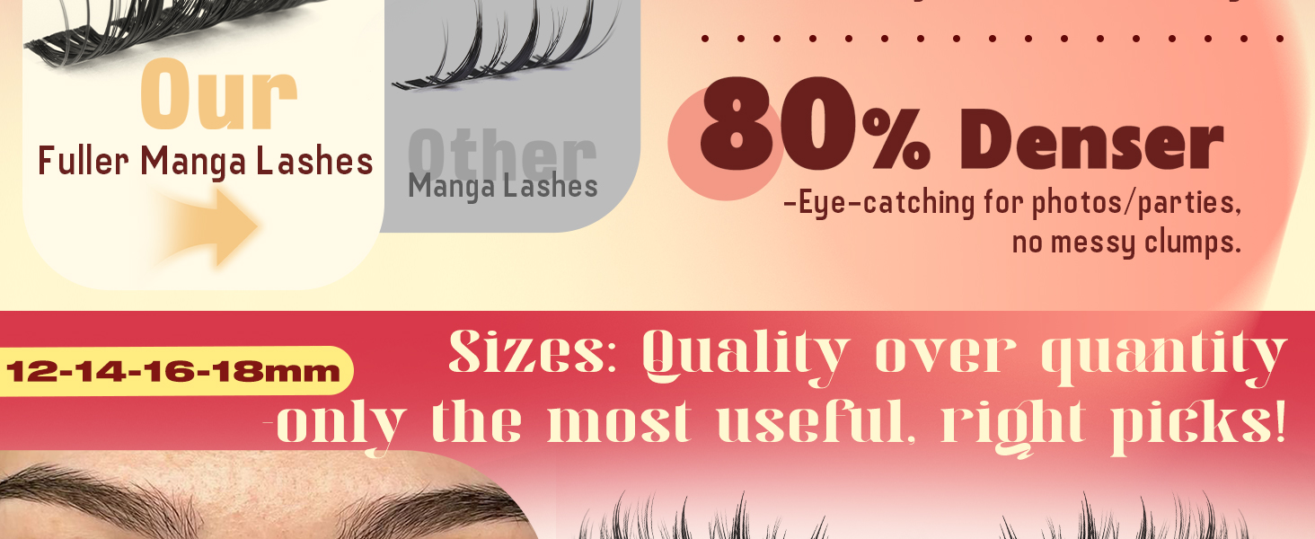 thick manga lash clusters diy lash extension volume false eyelashes
