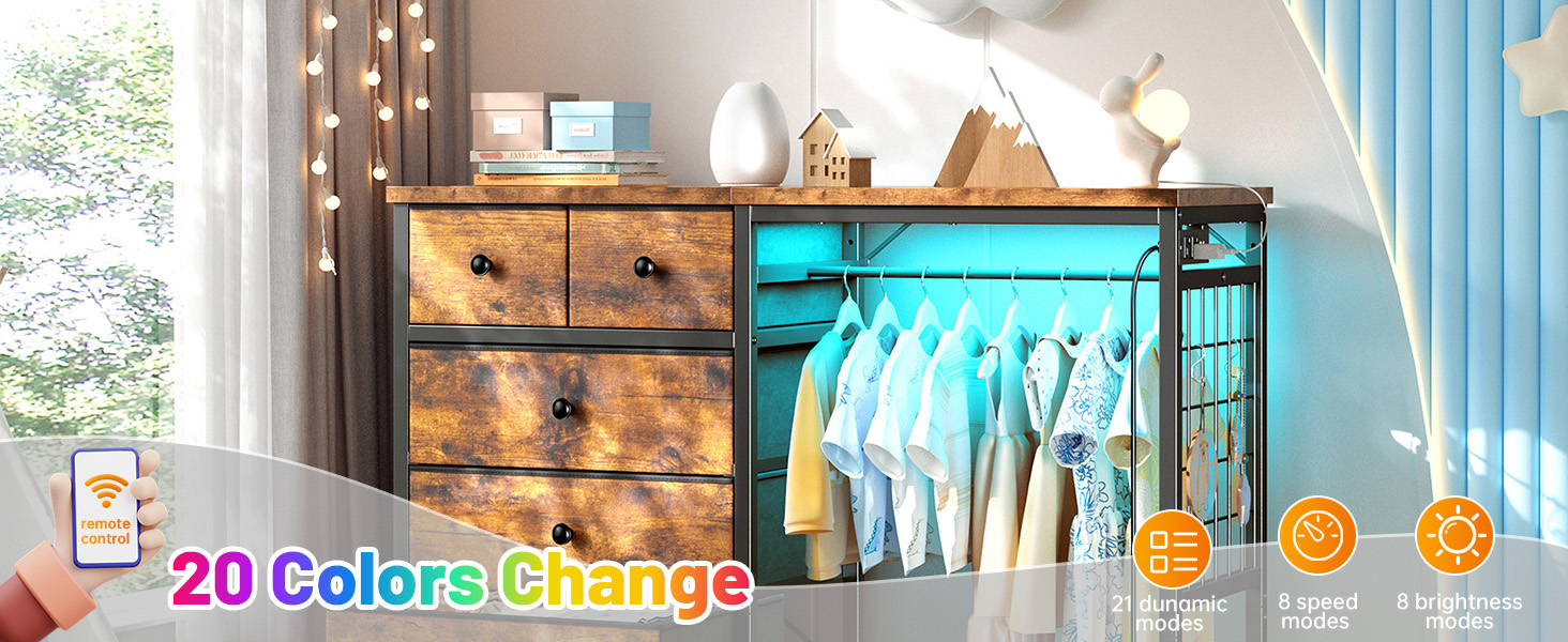 Led Dresser with Charging Station