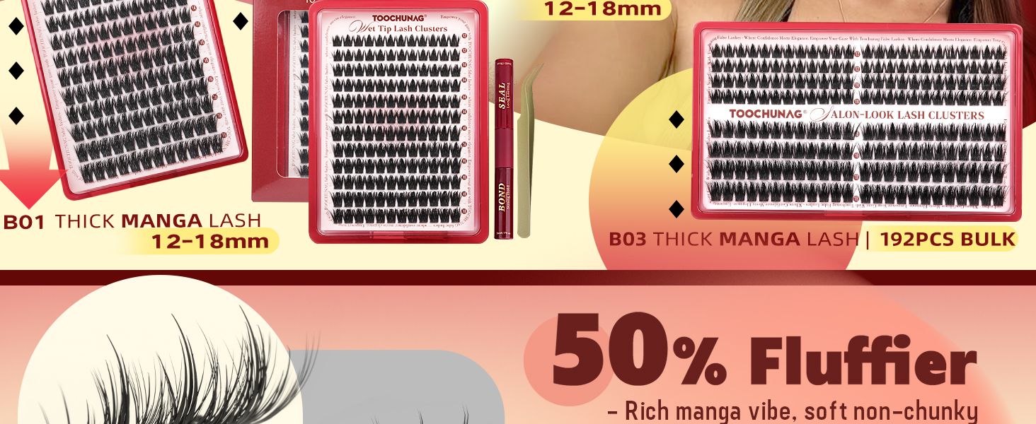 thick manga lash clusters diy lash extension volume false eyelashes
