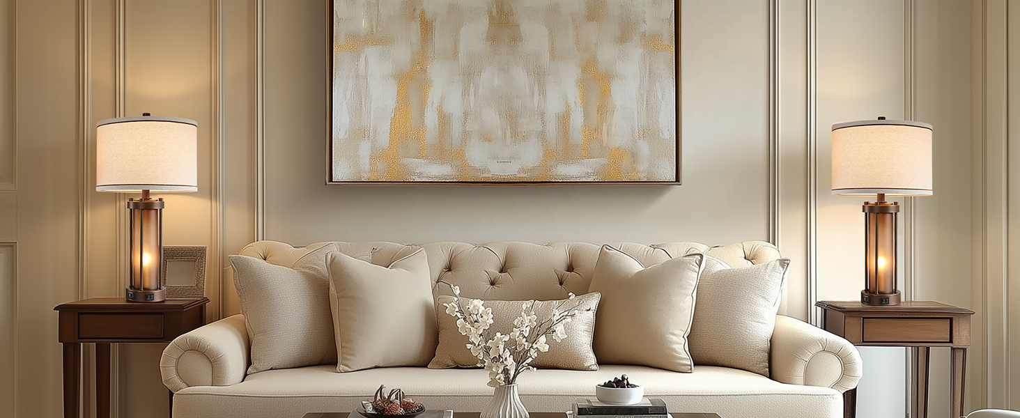 Set of 2 Farmhouse Lamps for Living Room