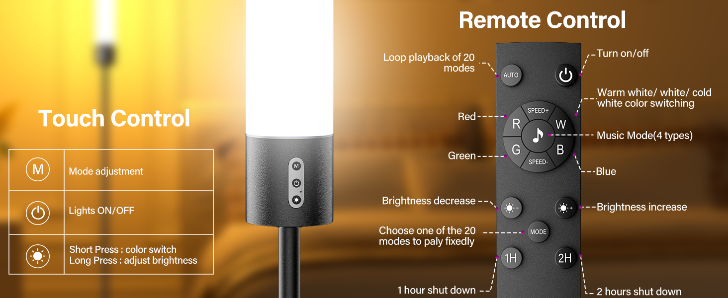 rgb lamp floor lamps standing lamp for bedroom living room reading modern office dimmable corner