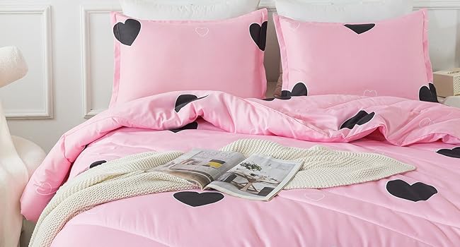 pink love heart comforter