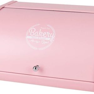 KL X458 Pink Bread Box Roll Top, Metal Bread Box for Kitchen Countertop, Large Capacity, Keeps Bakery Items Fresh Longer, Bread Bin for Kitchen Countertop, Breadbox to Store Cookies, Bagels, Muffins