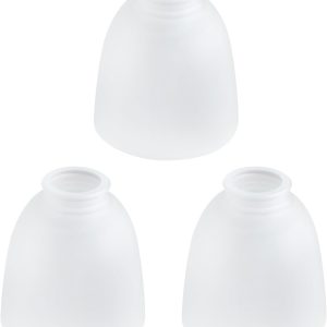 3-Pack White Frosted Glass Shade Replacements, Ceiling Fan Light Covers Glass Globes Lampshades for Chandelier Vanity Lights Wall Sconces Pendant Light, 1.61" Fitter Size, 5" high x 4.7" diameter