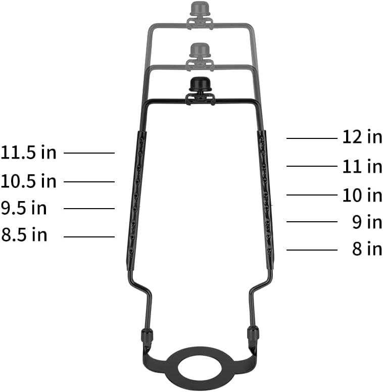 8 9 10 11 12 inch Lamp Shade Harp Holder, Adjustable Lamp Harp Kit, Fit Both Standard Lamp Rod and E14 E26 E27 Light Base UNO Fitter Adapter Converter Finial Set, Lampshade Bracket - Image 5