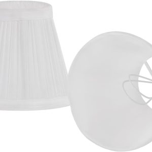 Chandelier Shades Set Of 2,Mini Lamp Shade 3" Top x 5.5" Bottom x 4.7" Slant,Small Lamp Shades Clip On Bulb,Pleated Chandelier Lamp Shades,Fabric Lampshades That Attach To The Bulb(White)