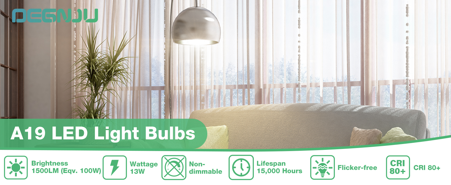 a19 led light bulbs 100w daylight 5000k cool white for livingroom