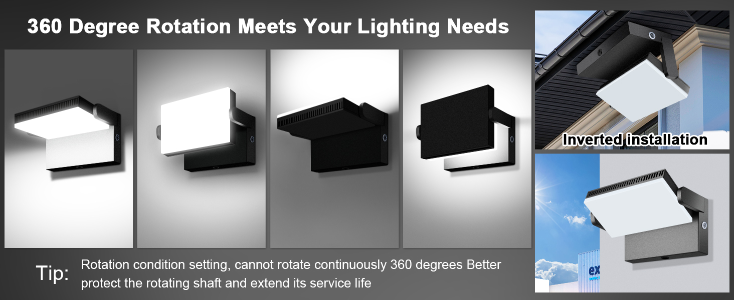 360 degree rotatable wall pack light